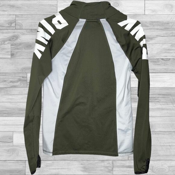 PINK Track Jacket Size S Womens Victorias Secret Ultimate 1/2 Zip Green Small - Picture 3 of 8